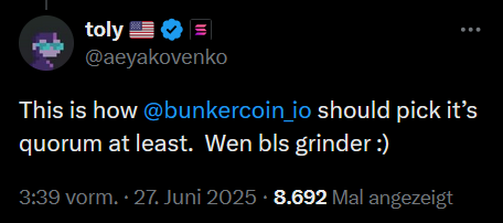 Wen BLS grinder tweet tagging BunkerCoin (2024)